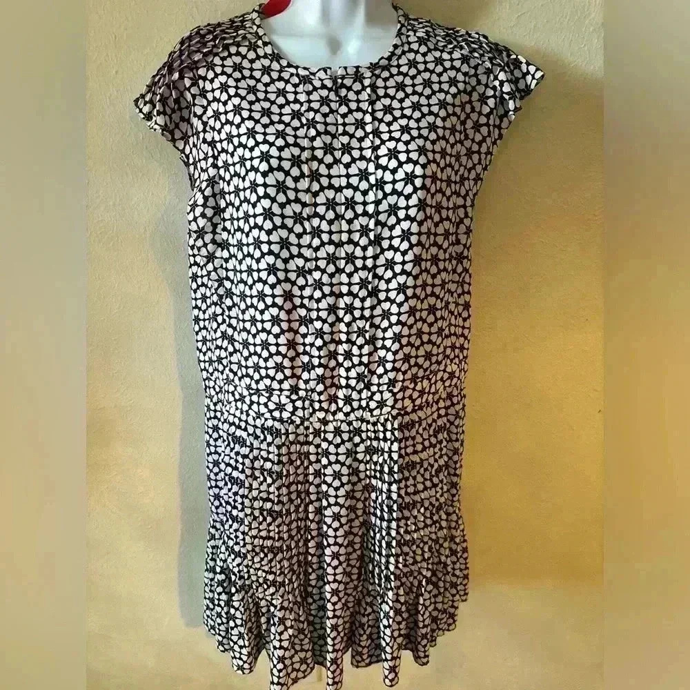 Rebecca Minkoff Cassandra Printed Pleated Dress Navy Size Medium